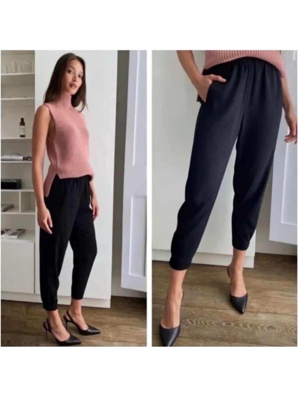 Babaton Black Dexter Elastic-Waist Cropped Joggers